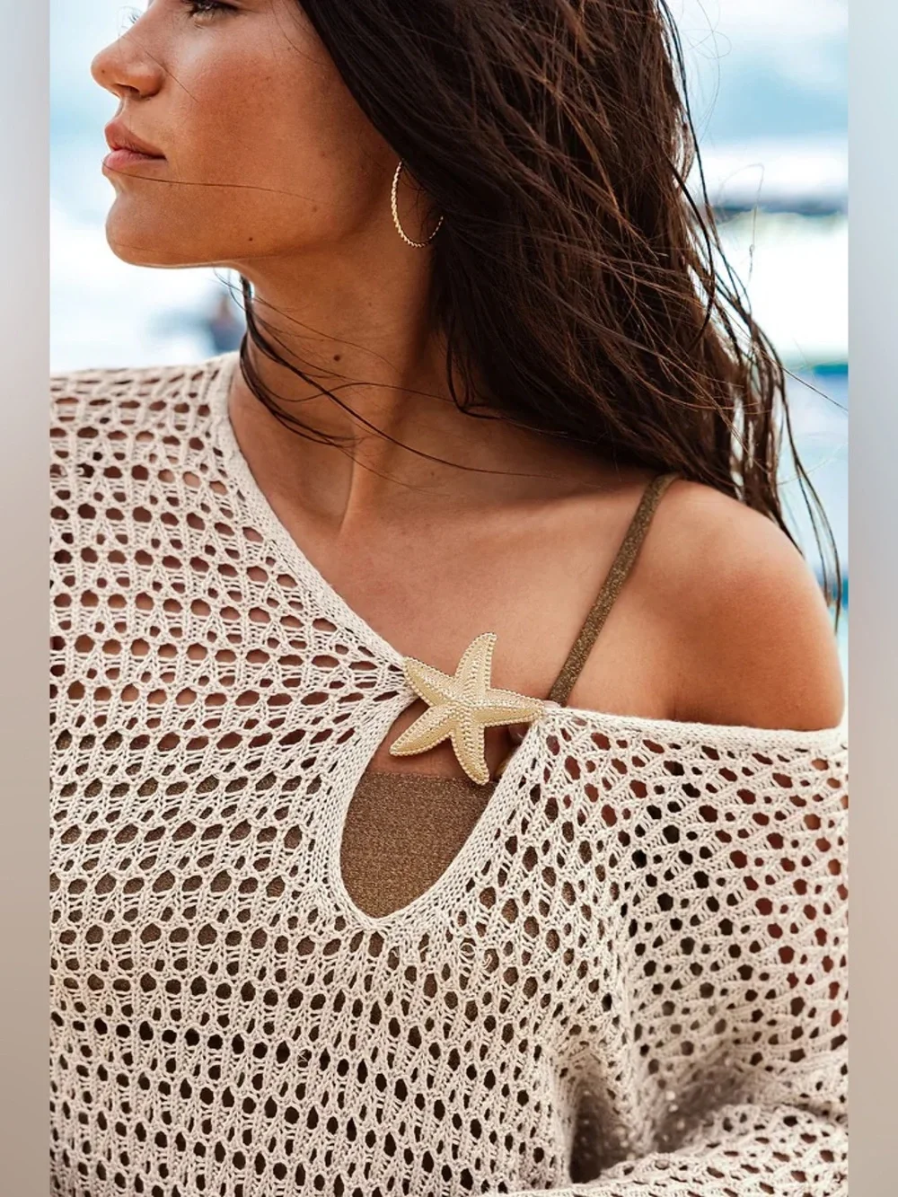 New Cupshe Perfect Tan Lines Neutral Swim Cover-Up Dress Size Large $34